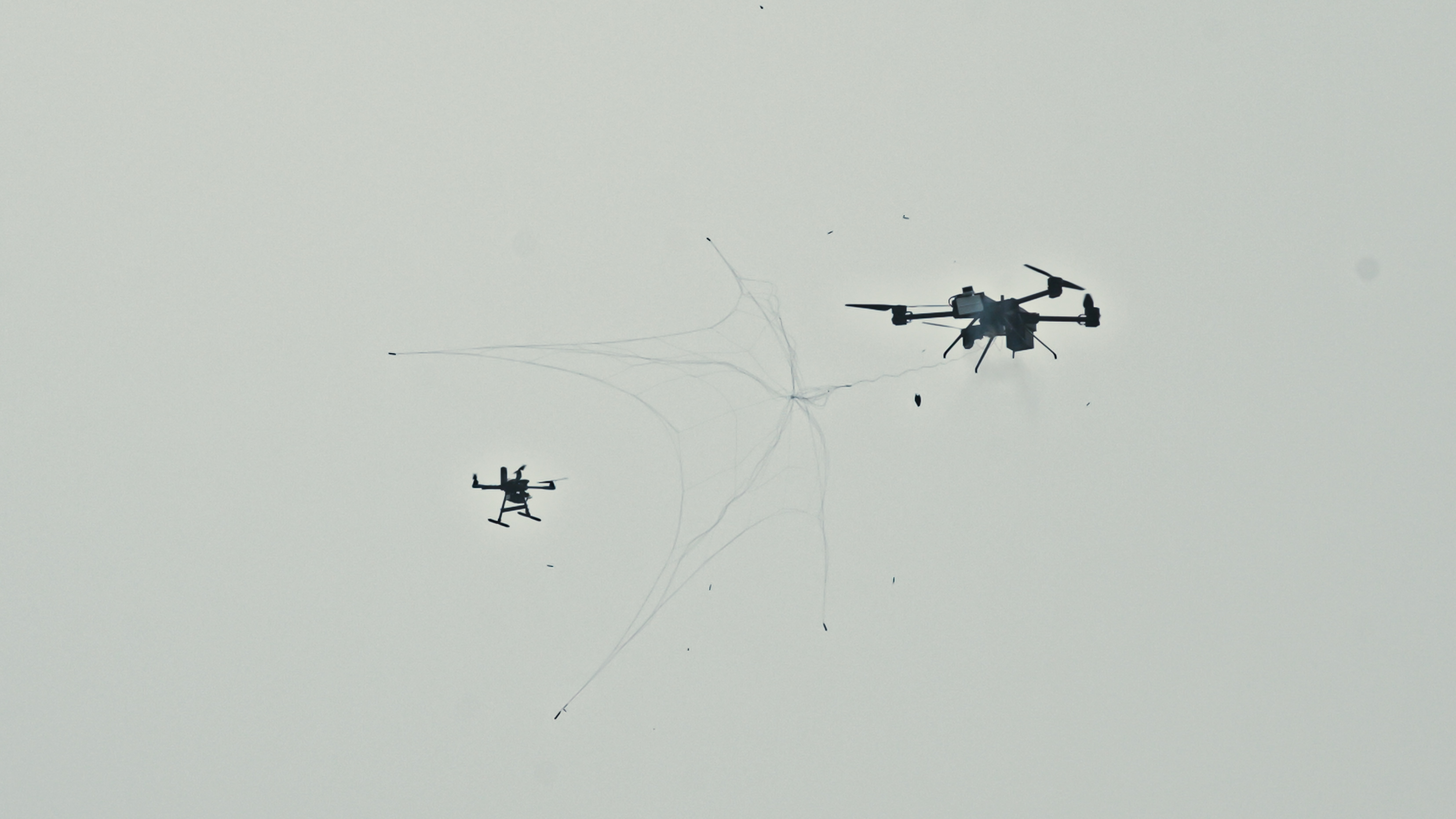 A1-Falke with a deployed net beside a captured drone